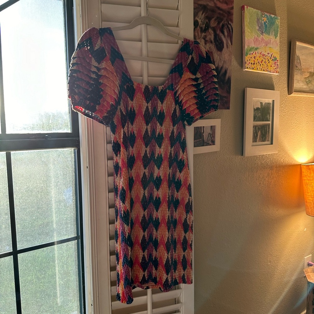 Farm Rio Colorful Puff Sleeve Mini Dress - Picture 9 of 9